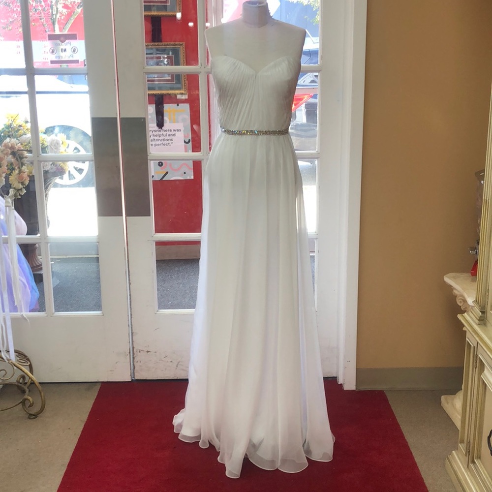 LA FEMME WHITE CHIFFON DRESS PLEATED